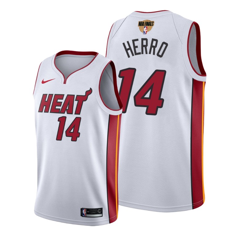 Men's Miami Heat #14 Tyler Herro 2020 White Finals Bound Association Edition Swingman Stitched Jersey